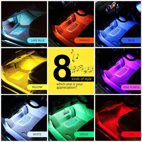 RGB Car LED Light Strips – Sound-Activated, 48 LEDs, Remote Control
