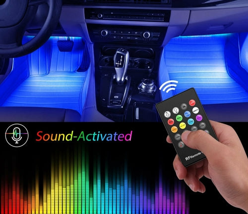 RGB Car LED Light Strips – Sound-Activated, 48 LEDs, Remote Control